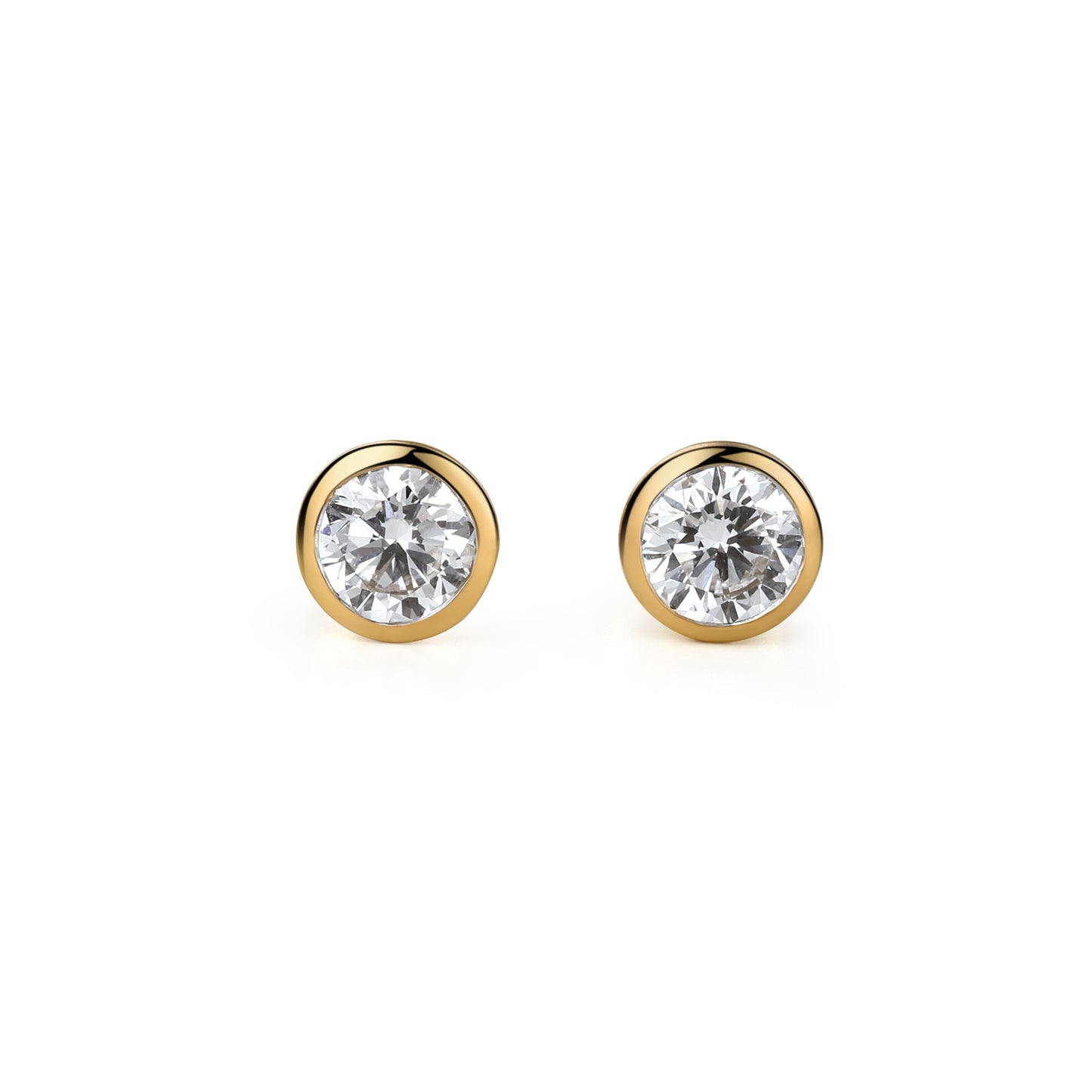 50 Pointer Round Bezel Solitaire Studs