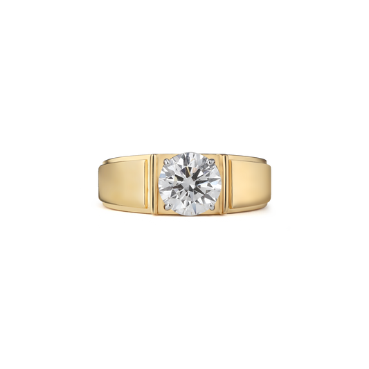 2ct Round Lab Diamond Solitaire Gents Ring
