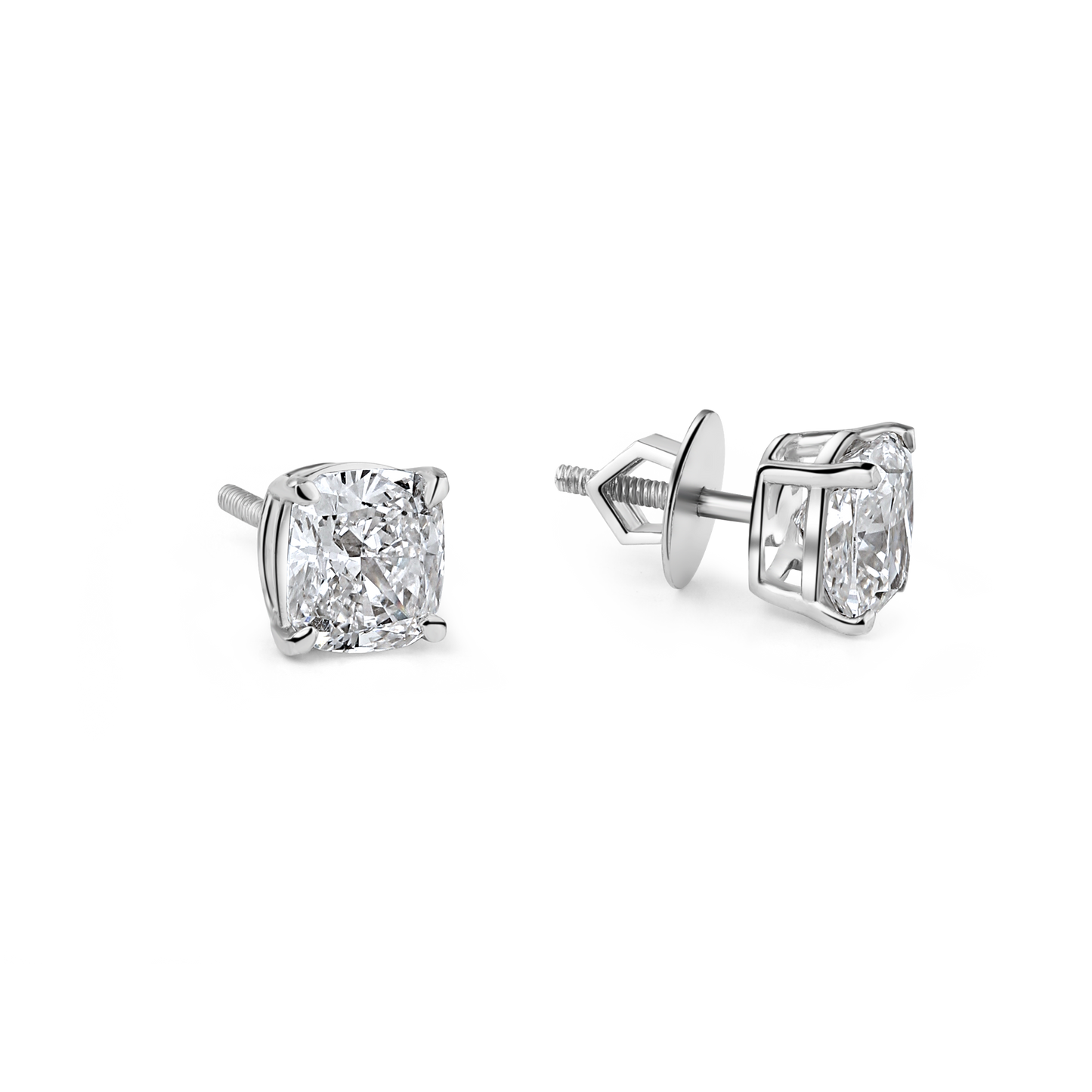 1.5ct Cushion Lab Diamond Solitaire Studs