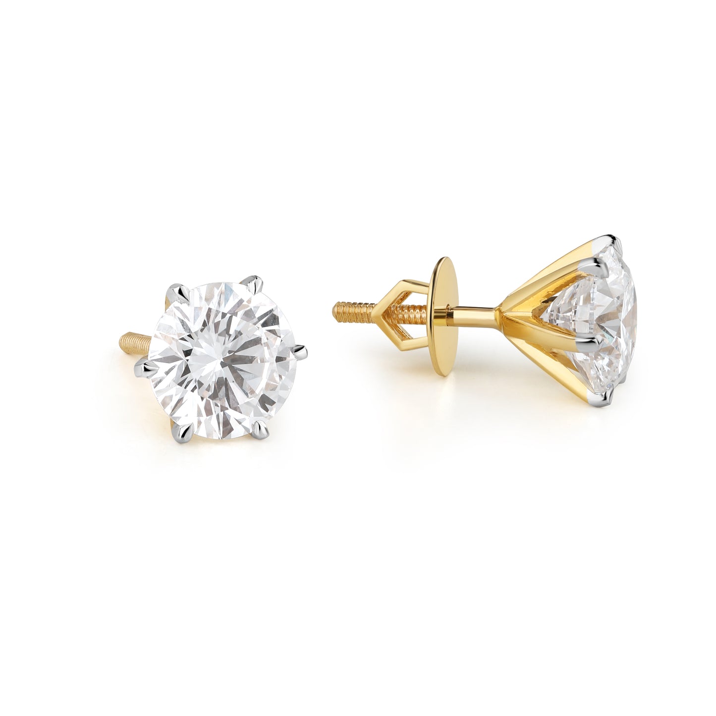 2ct Round Lab Diamond Solitaire Studs