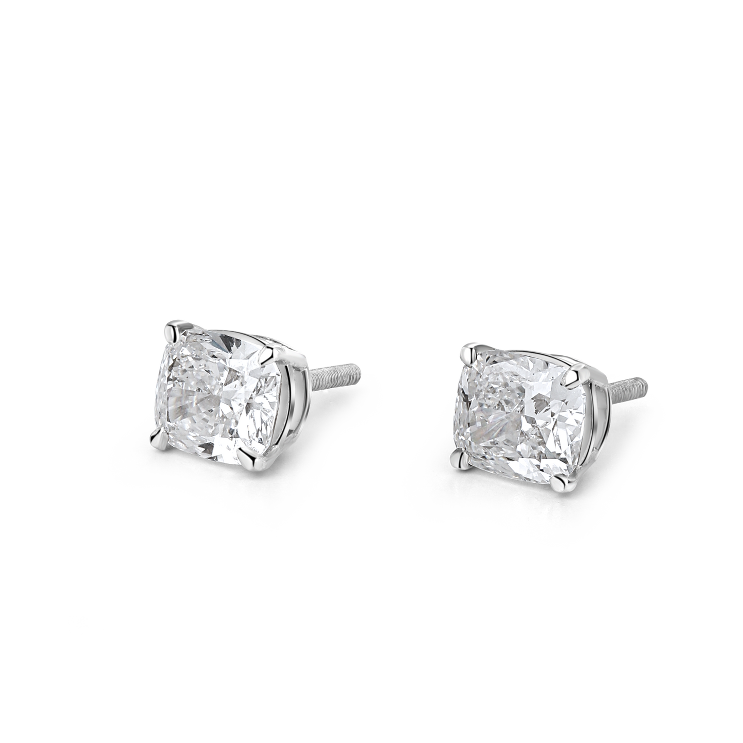 1.5ct Cushion Lab Diamond Solitaire Studs