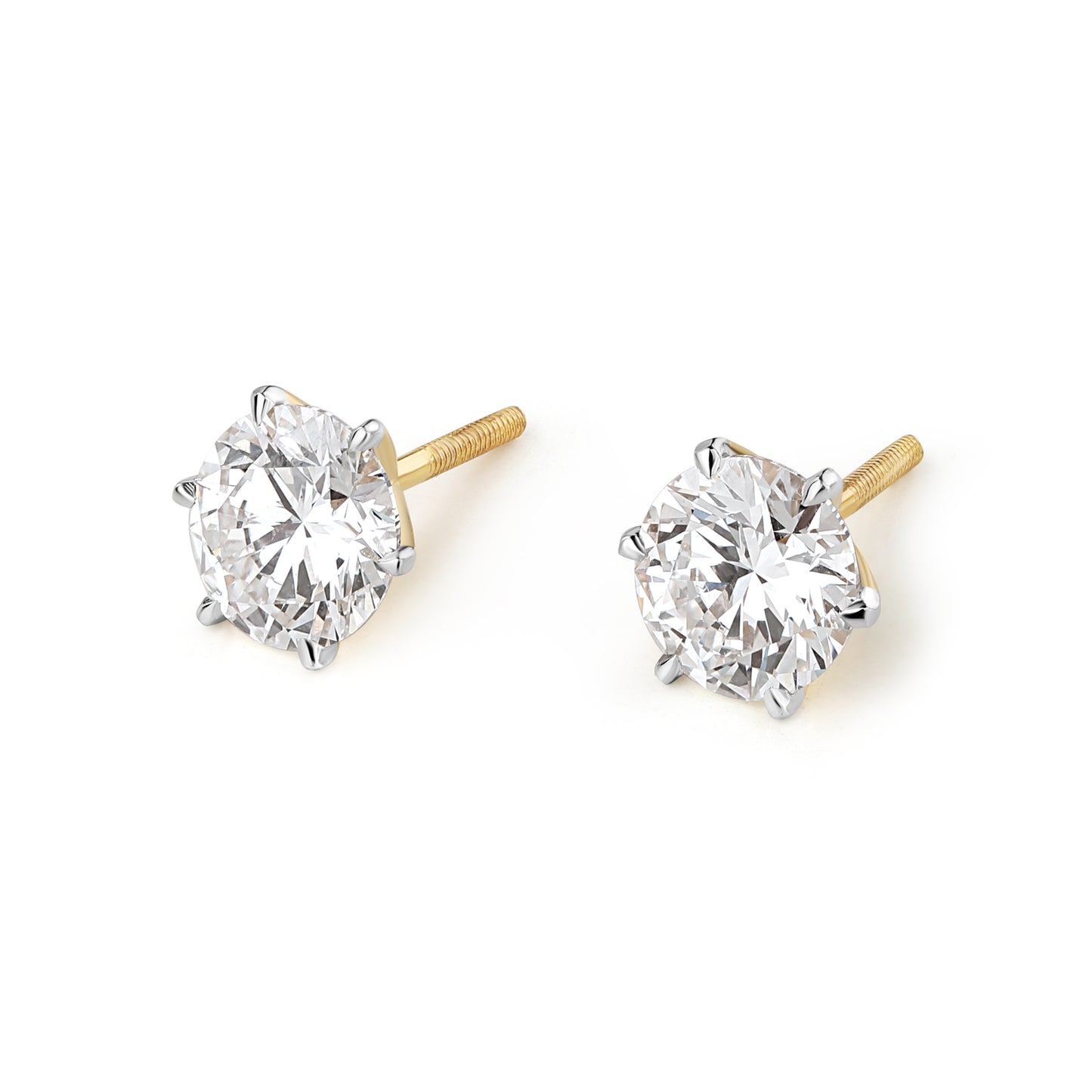 1ct Round Lab Diamond Solitaire Studs