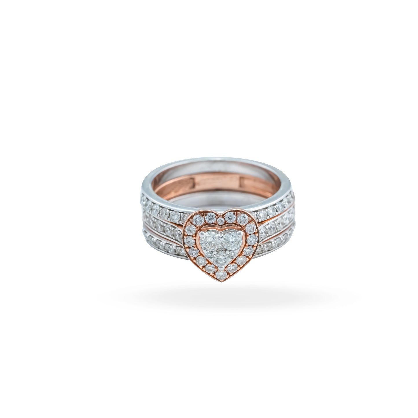 Triple Halo Heart Diamond Ring