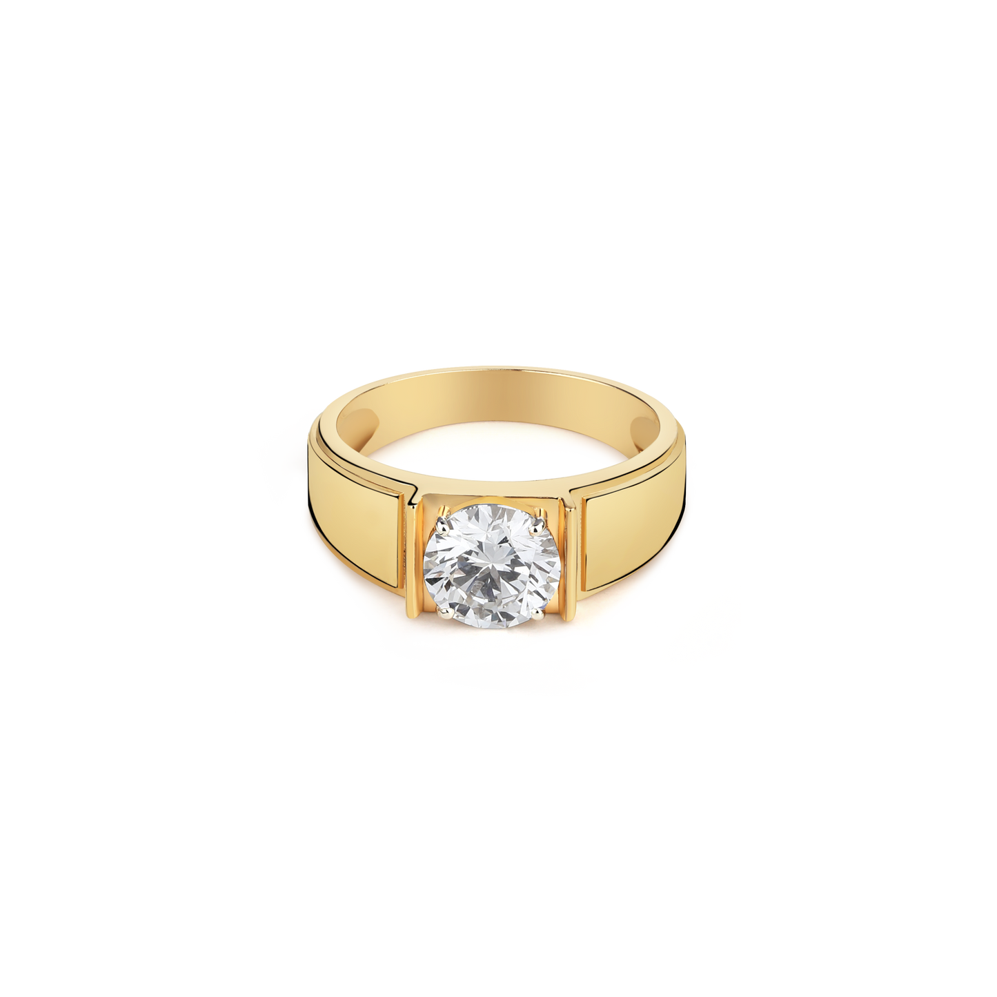 2ct Round Lab Diamond Solitaire Gents Ring