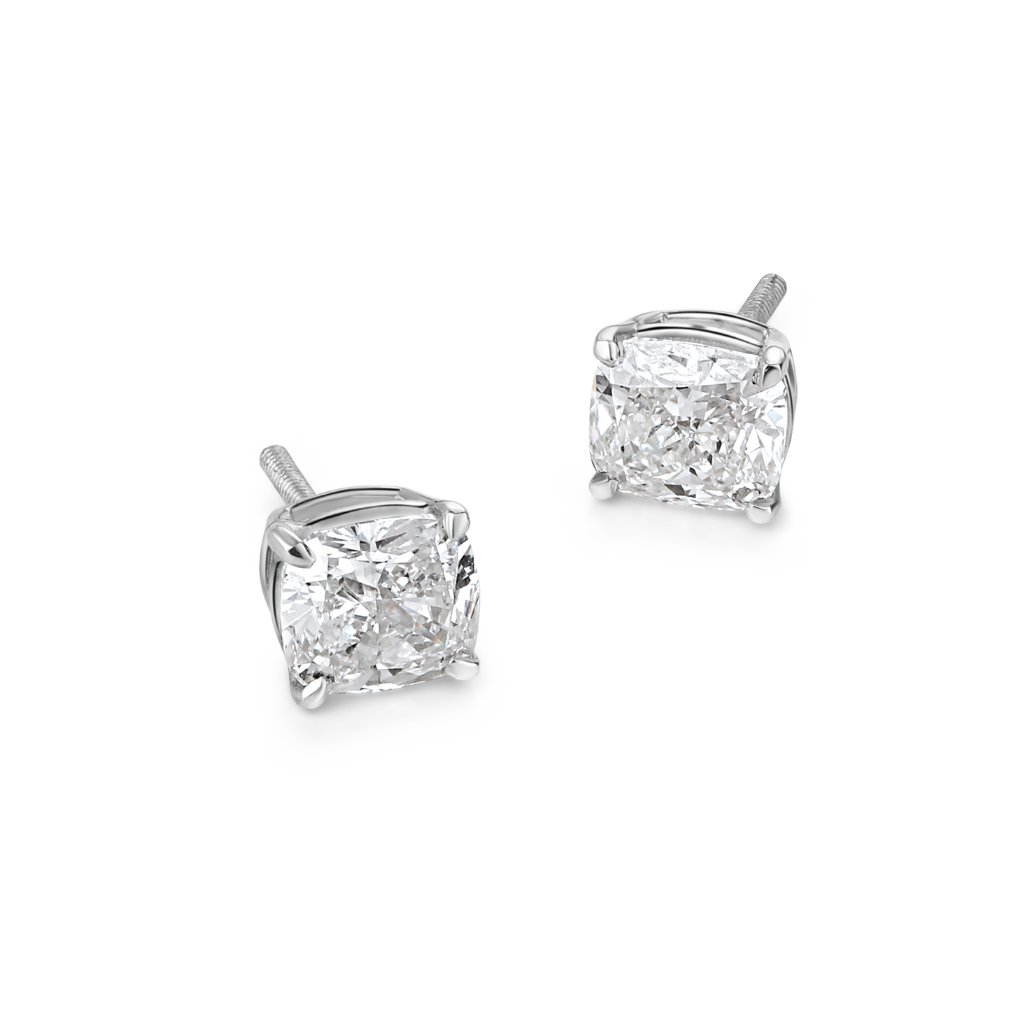 1.5ct Cushion Lab Diamond Solitaire Studs