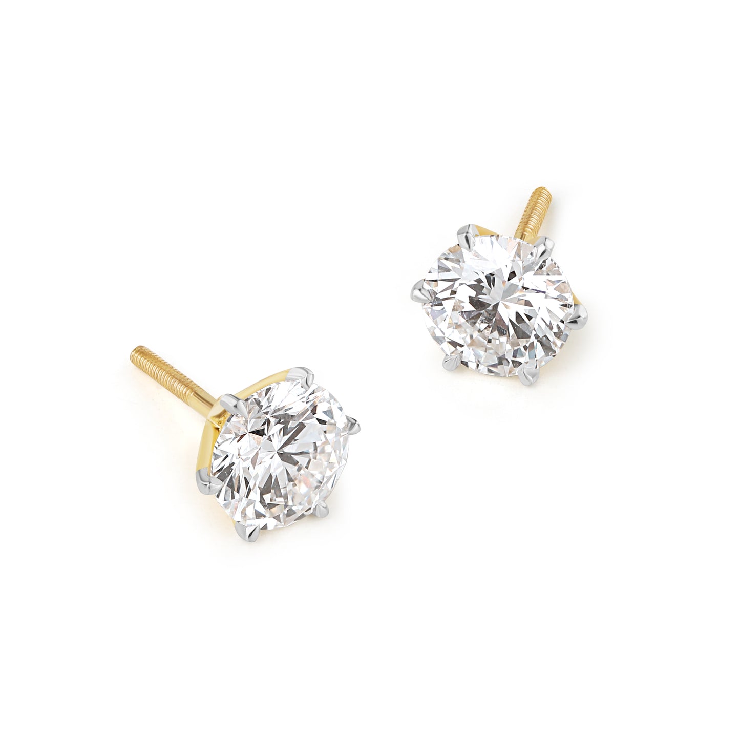 1ct Round Lab Diamond Solitaire Studs