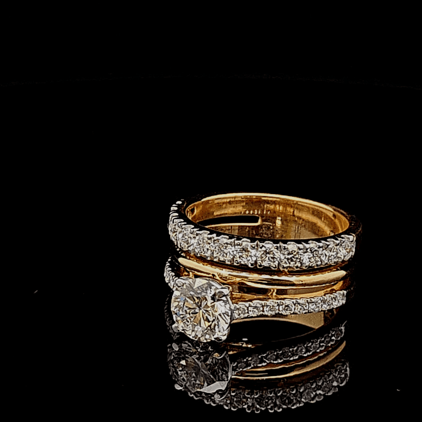 1ct Round Diamond Engagement Ring and Wedding Band Set