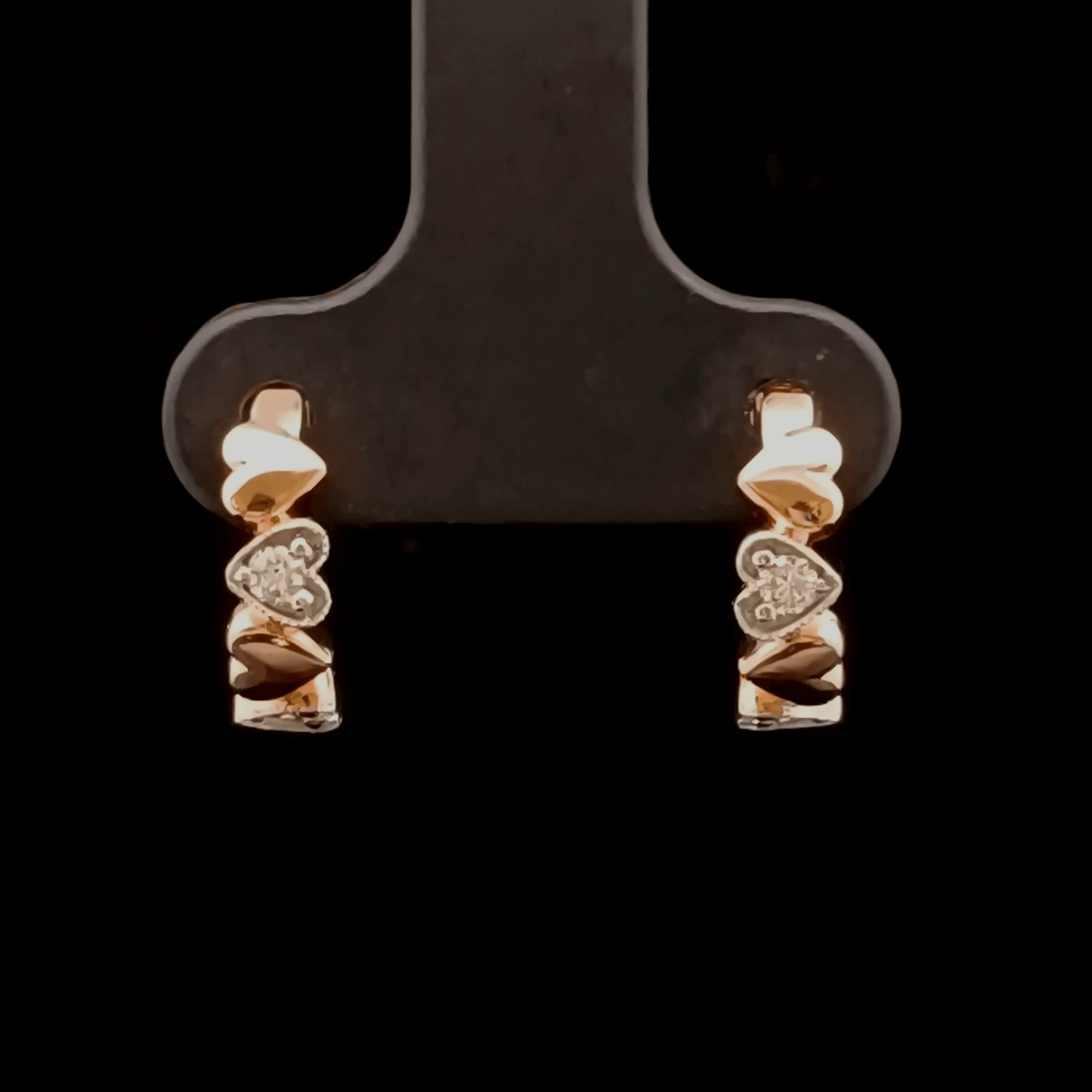 Diamond Heart Twist Gold Earrings
