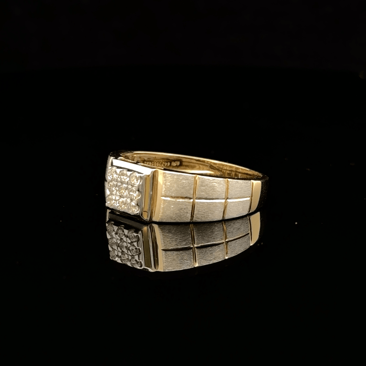 Men’s Brushed Gold Square Diamond Ring