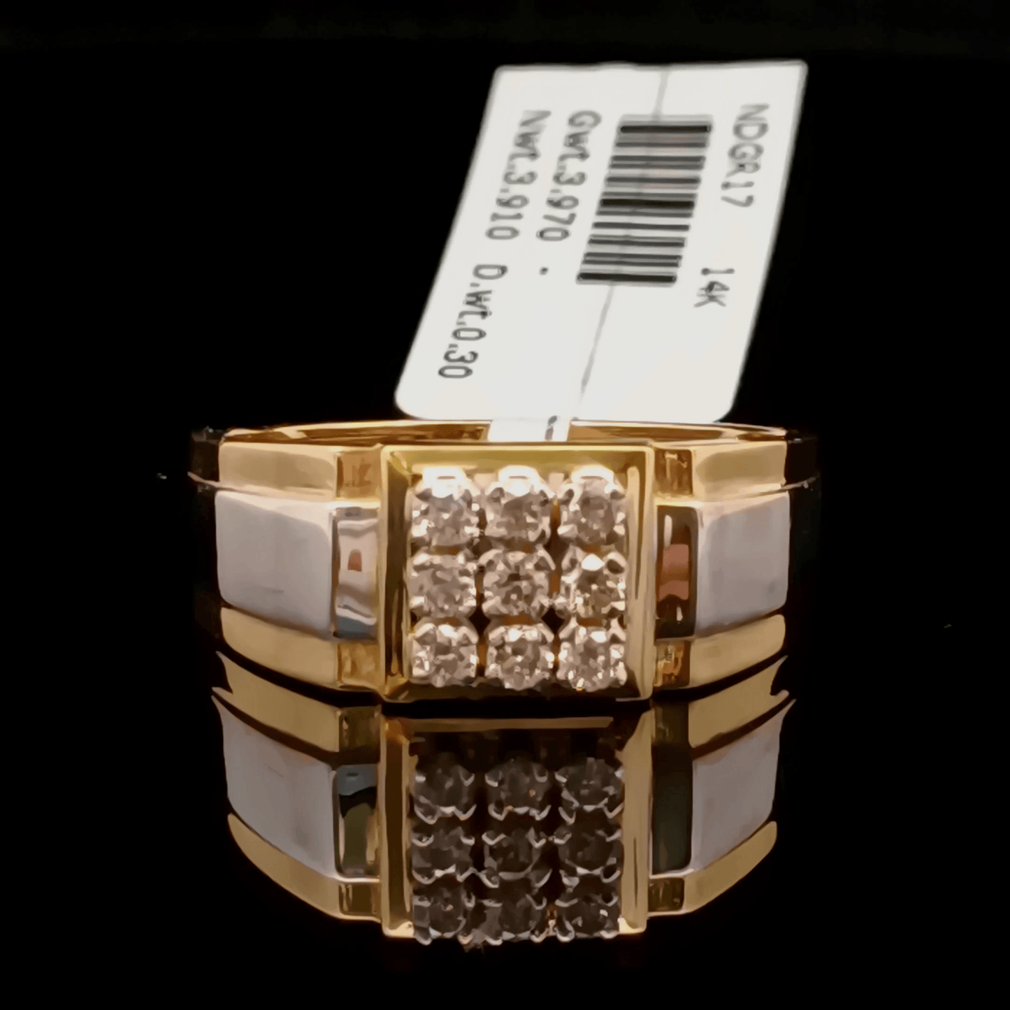 Men’s Square Diamond Ring in Yellow & White Gold