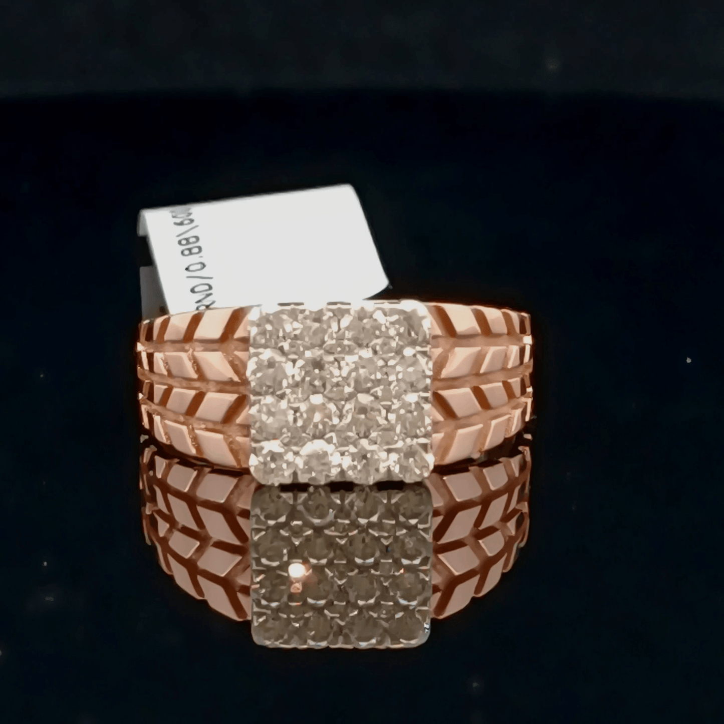 Square Diamond Cluster Gents Ring in Rose Gold
