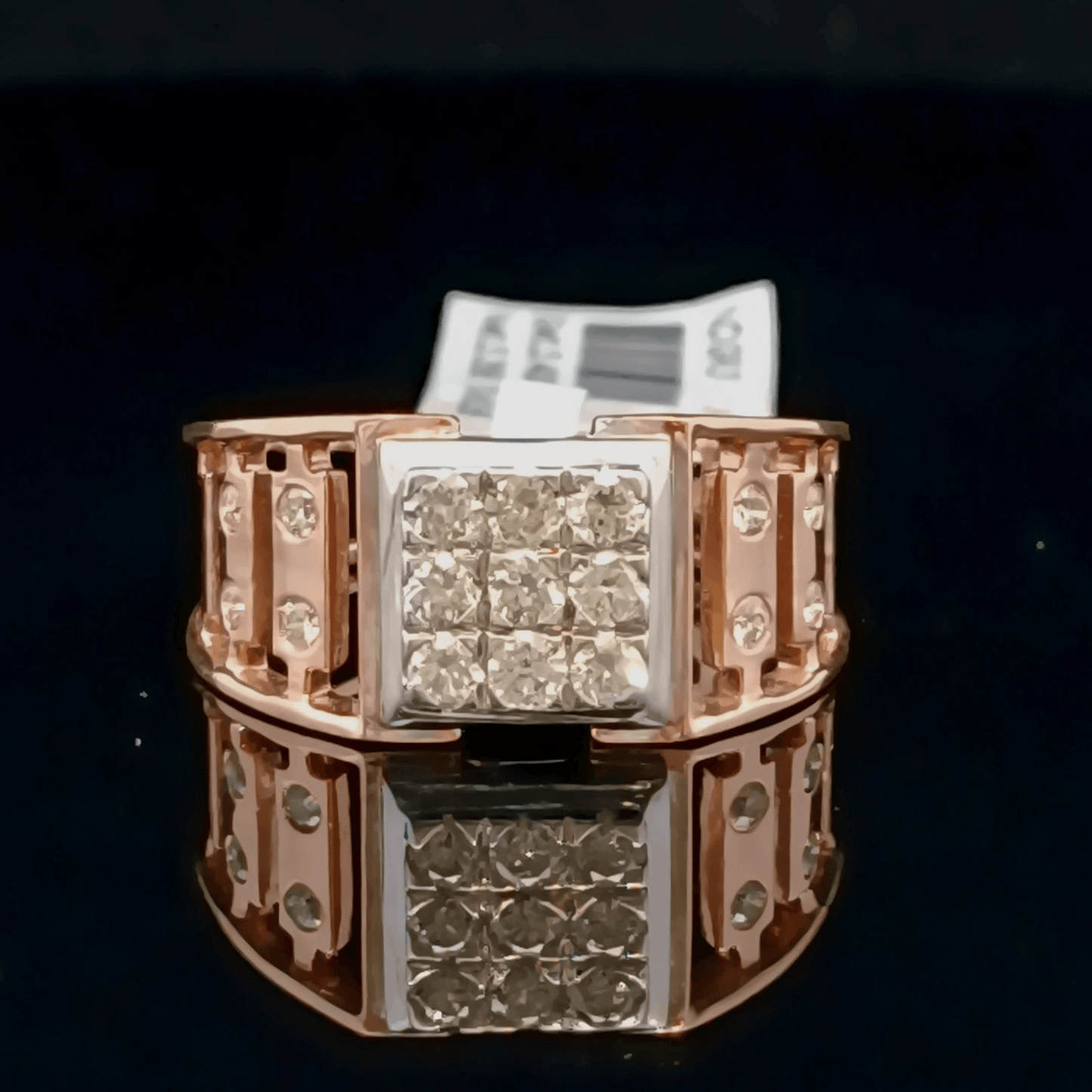 Wide Band Square Diamond Cluster Ring for Men