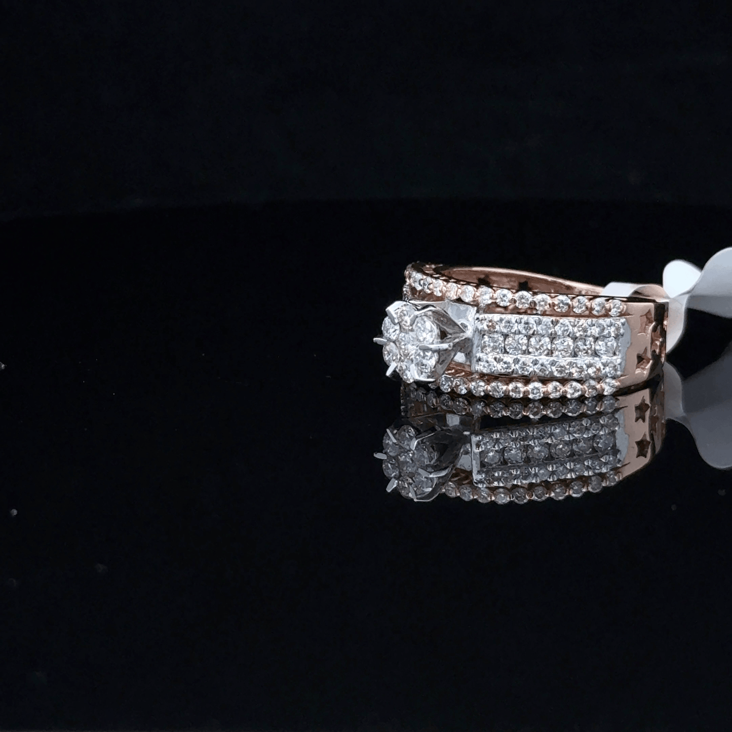 Classic Diamond Cluster Wide Band Ring