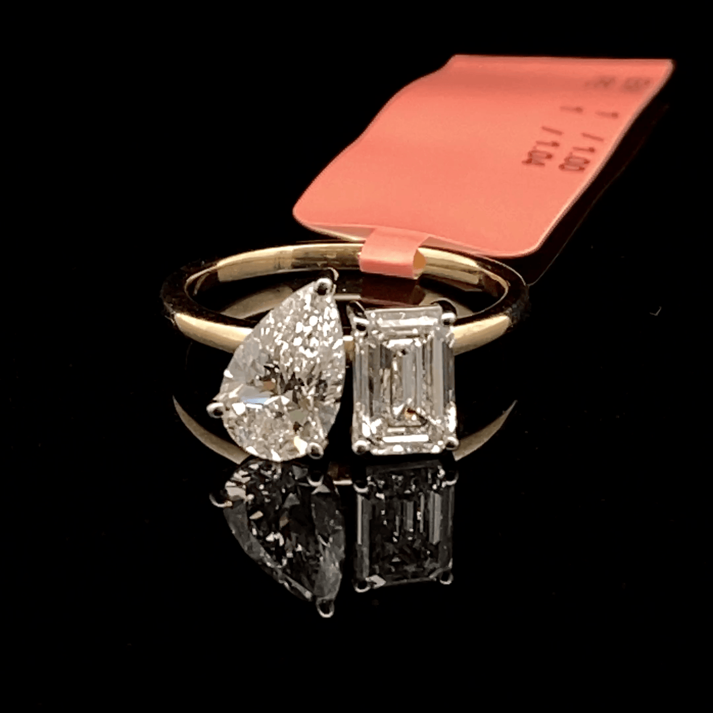 Toi Et Moi Diamond Ring with Pear and Emerald Cut