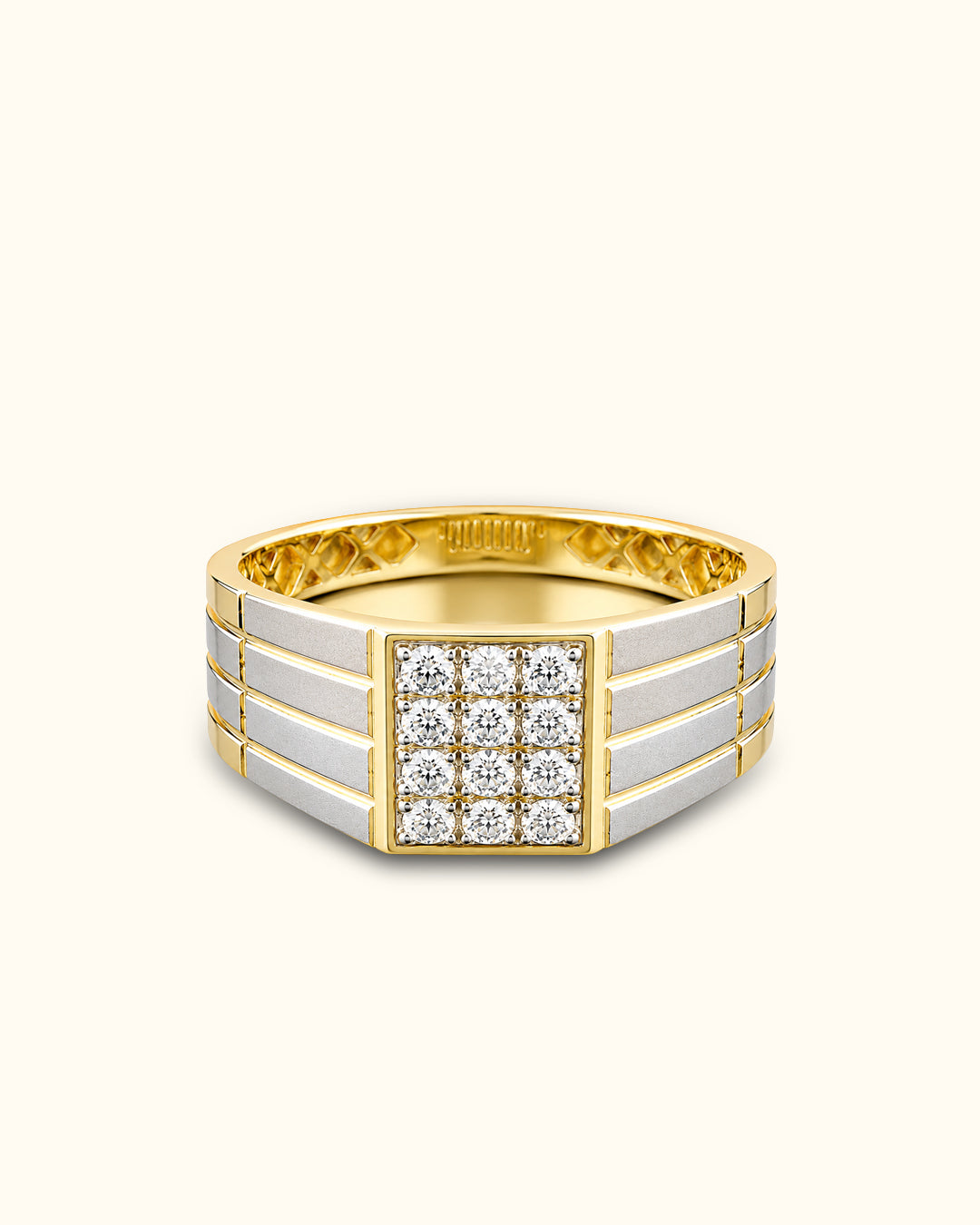 Executive Diamond Grid Men's Ring