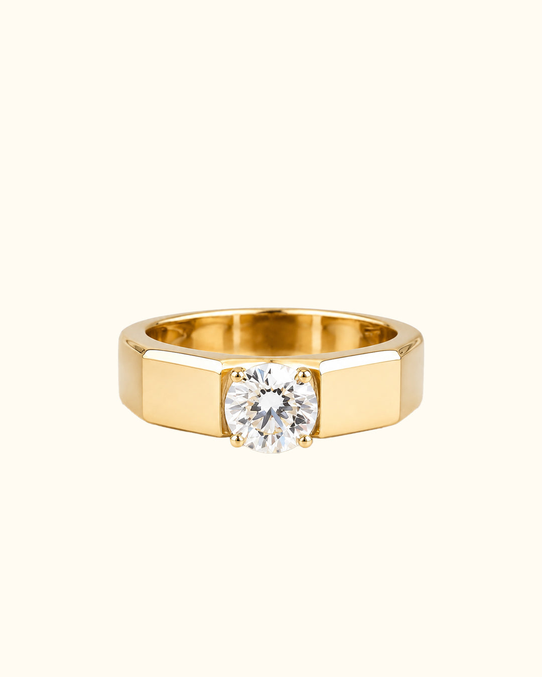 Executive Yellow Gold Round Solitaire Diamond Ring