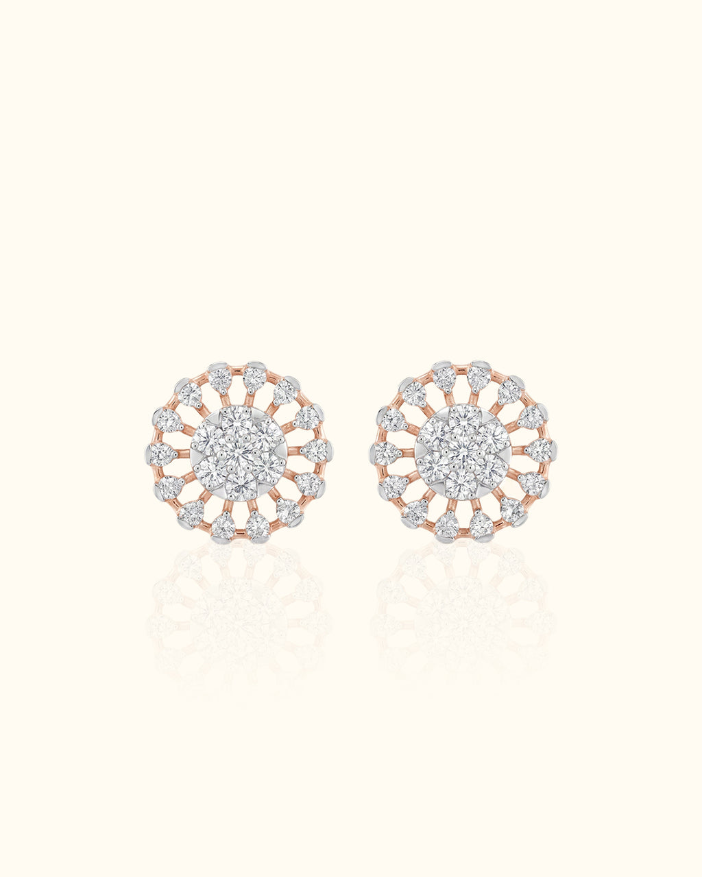 Radiant Sunburst Diamond Stud Earrings