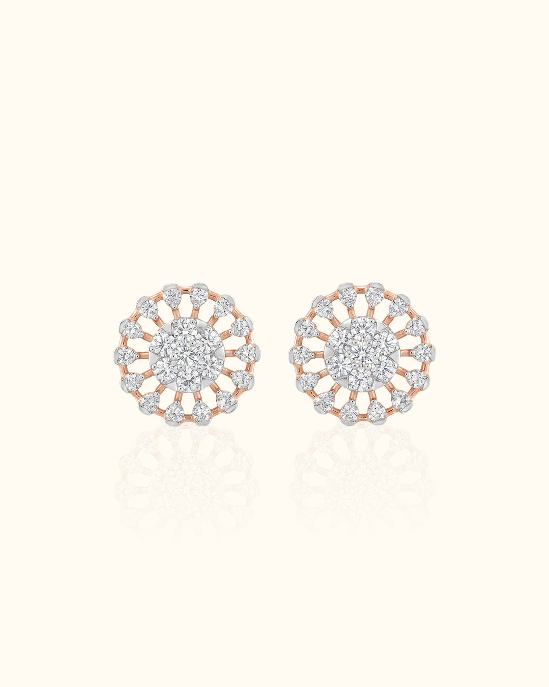 Radiant Sunburst Diamond Stud Earrings