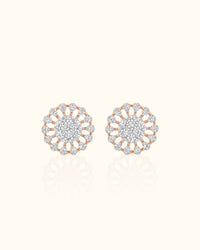 Radiant Sunburst Diamond Stud Earrings