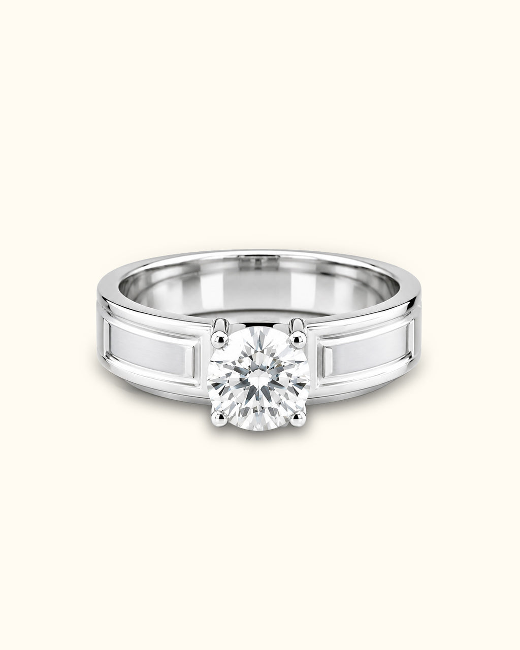 Executive White Gold Round Solitaire Diamond Ring