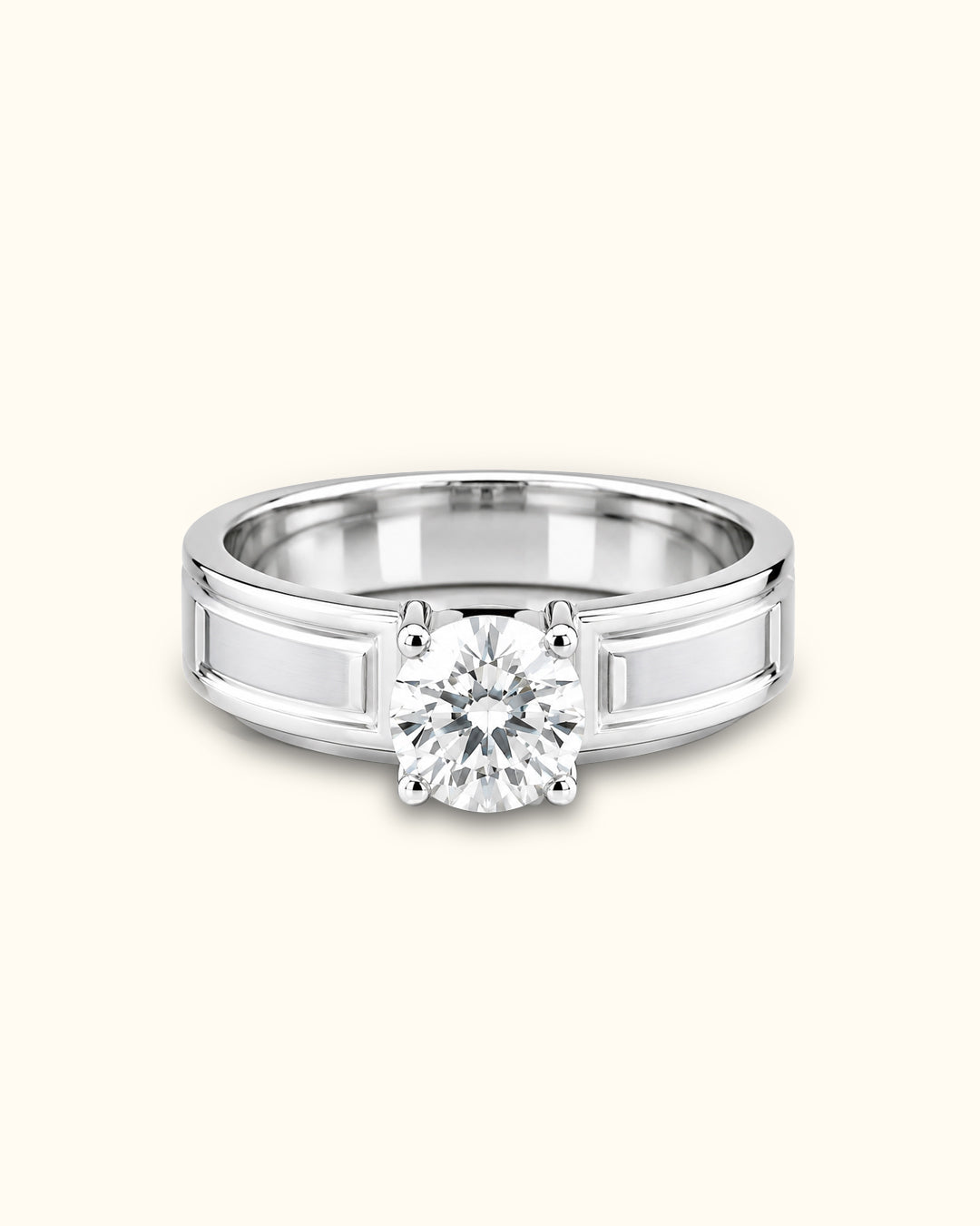 Executive White Gold Round Solitaire Diamond Ring