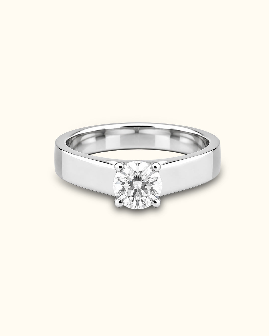Classic White Gold Round Solitaire Diamond Ring