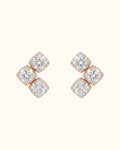 Diamond Trio Square Stud Earrings