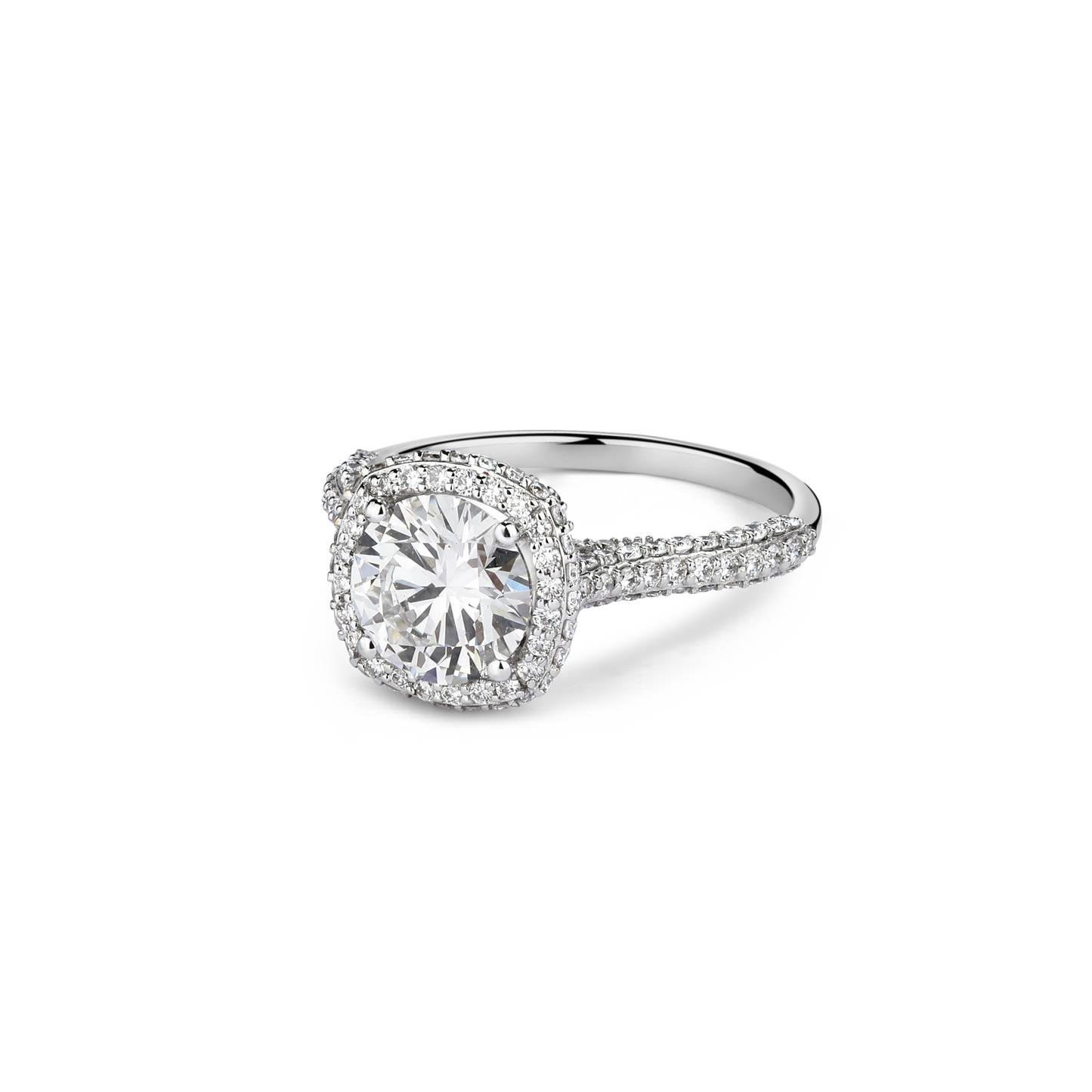 1.5ct Halo Round Lab Diamond Solitaire Ring