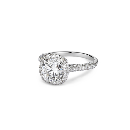 1.5ct Halo Round Lab Diamond Solitaire Ring