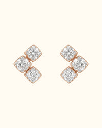 Diamond Trio Square Stud Earrings