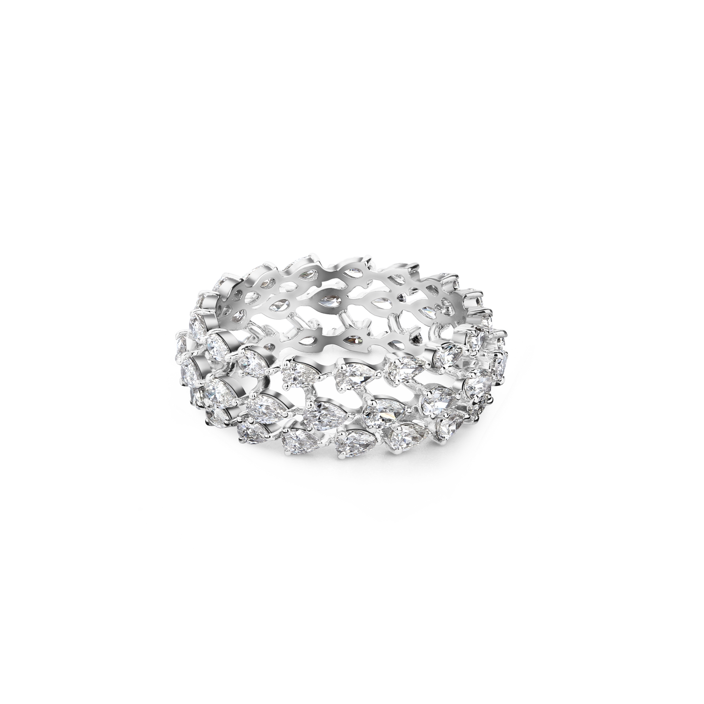Triple Band Pear-Shaped Diamond Ring
