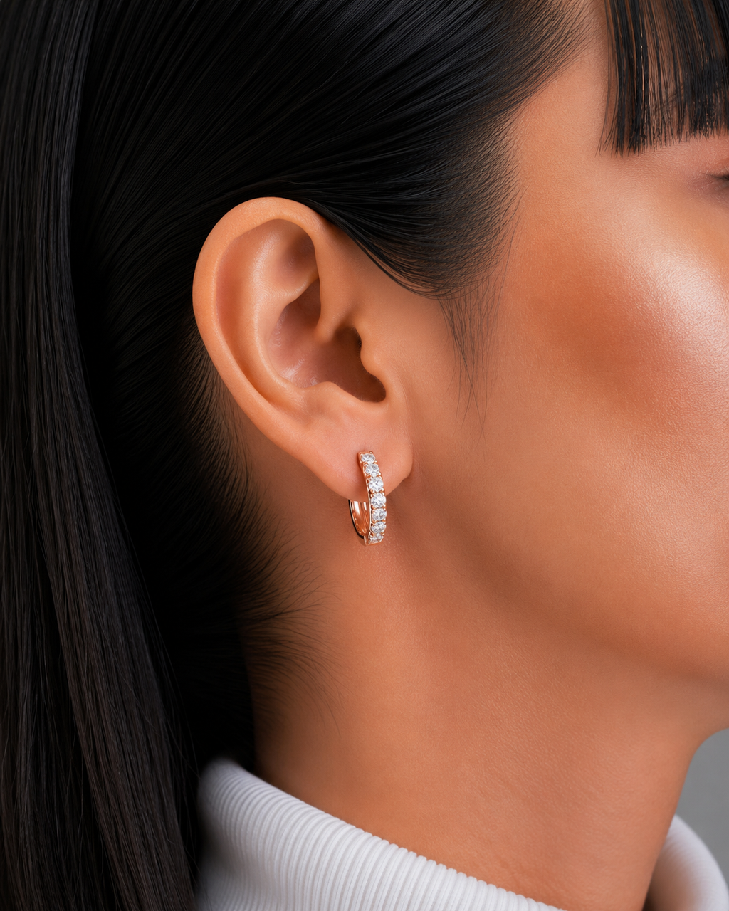 Classic Diamond Huggie Hoop Earrings