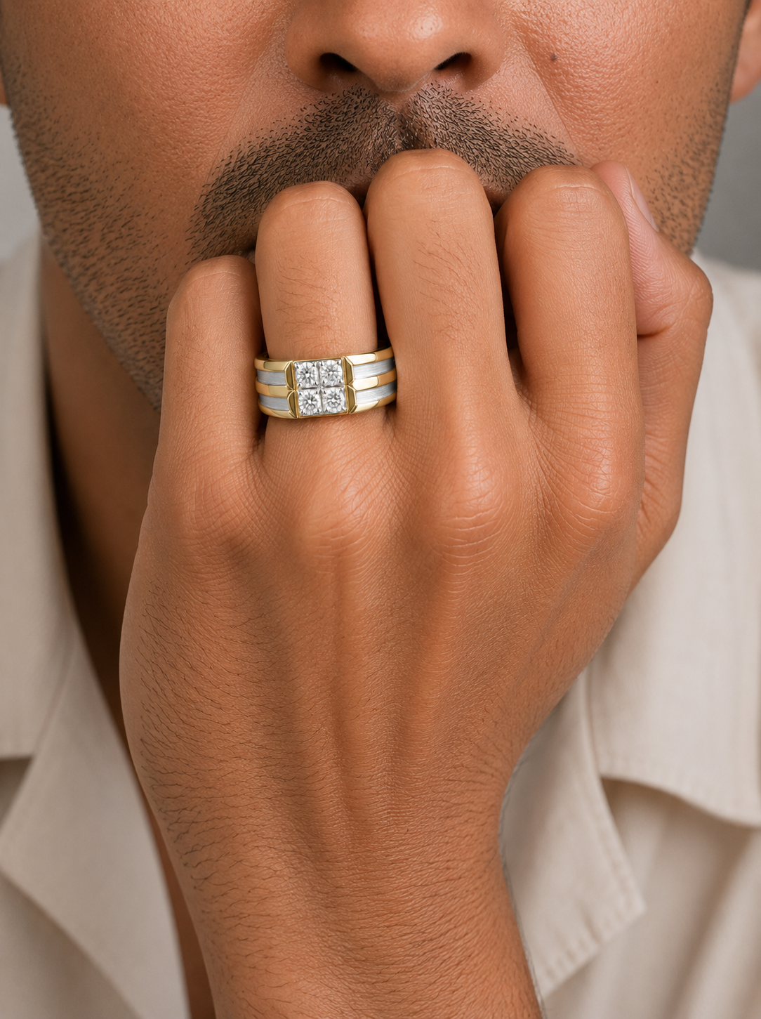 Royal Four-Stone Diamond Men's Ring