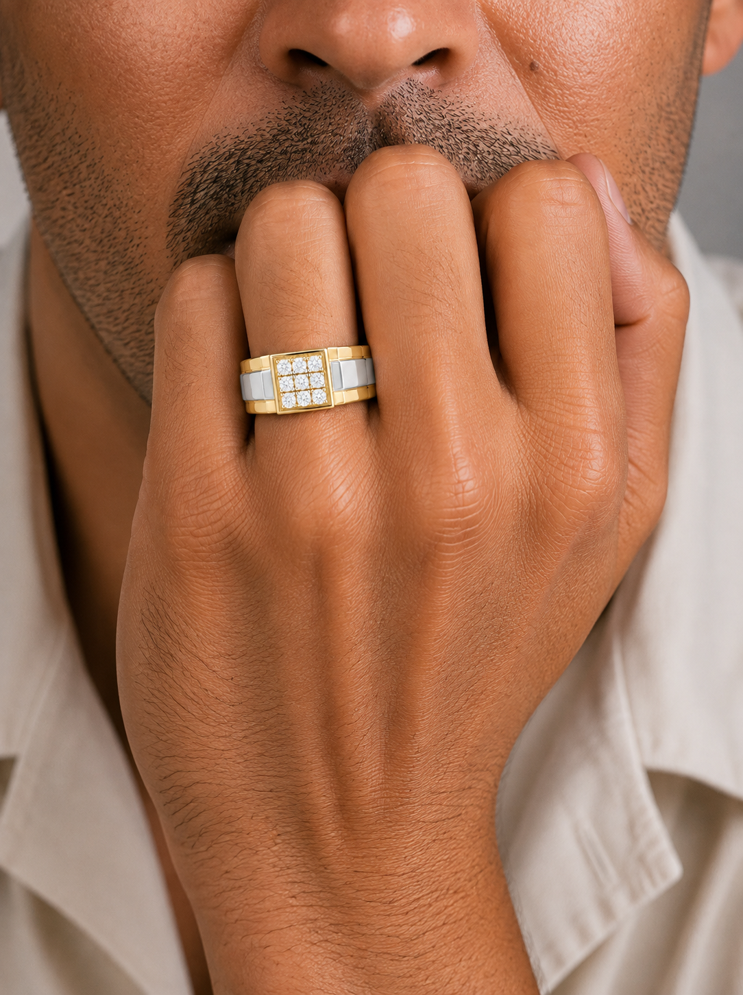 Imperial Diamond Grid Men's Ring