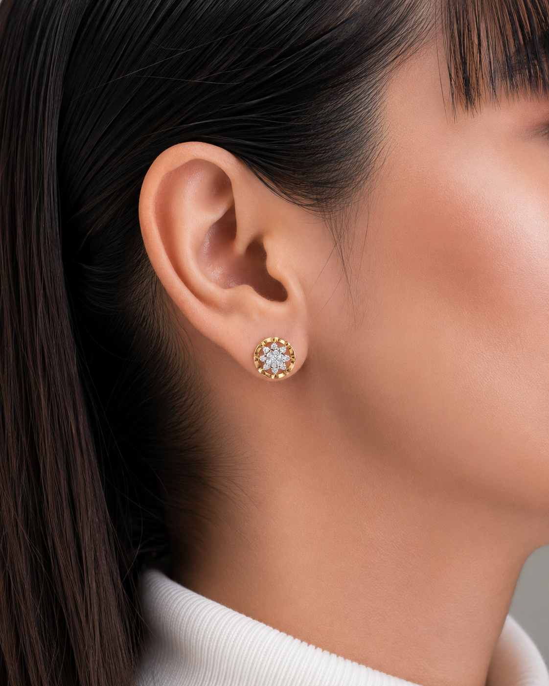 Celestial Bloom Diamond Stud Earrings