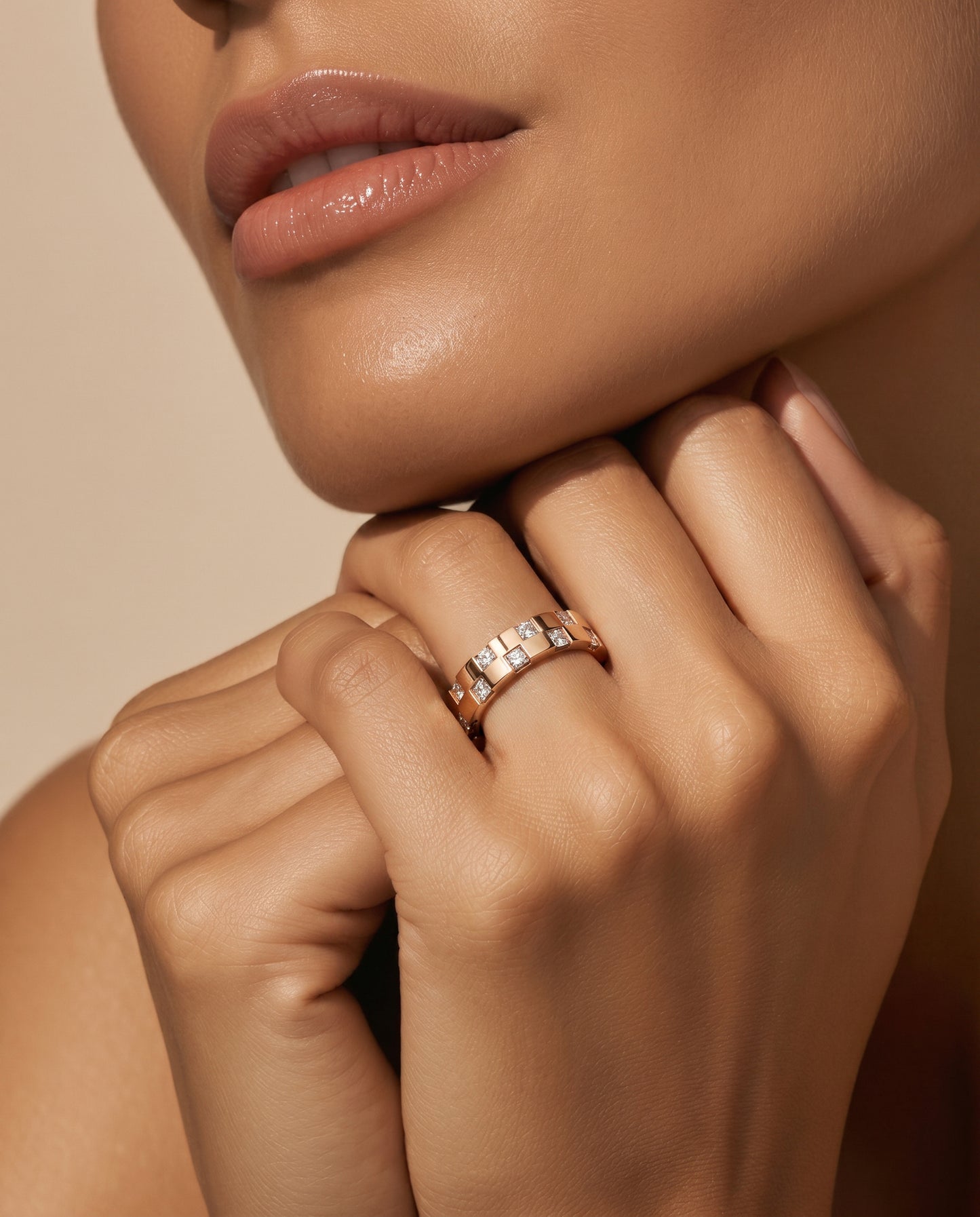Multi-Layer Halo Diamond Ring in Rose Gold