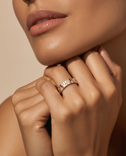 Multi-Layer Halo Diamond Ring in Rose Gold
