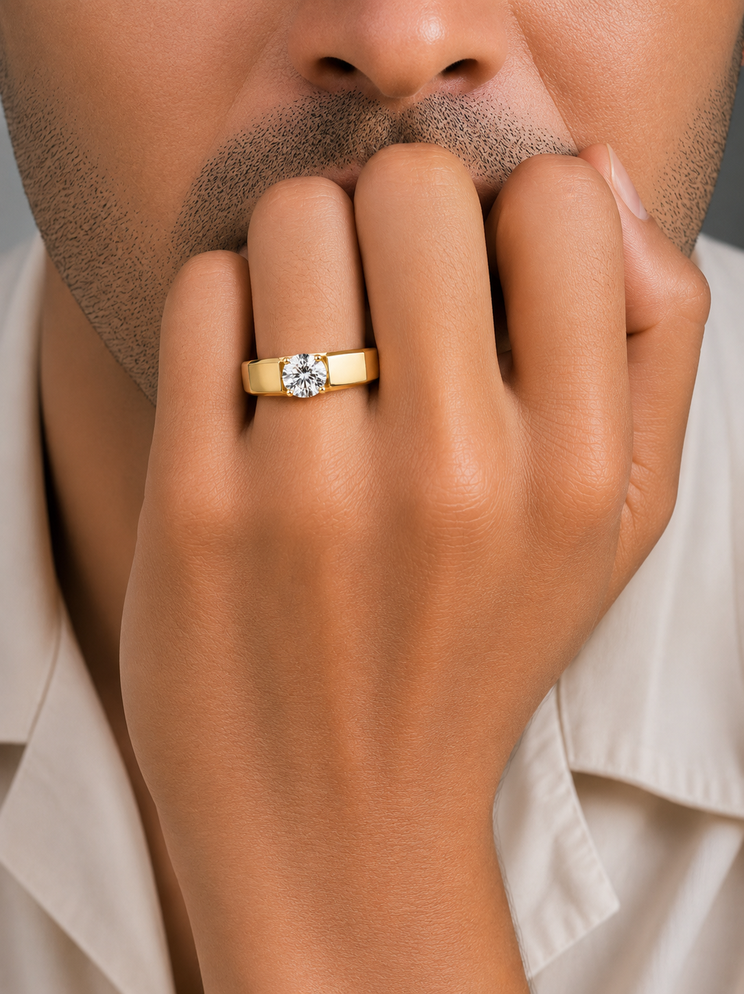 Executive Yellow Gold Round Solitaire Diamond Ring