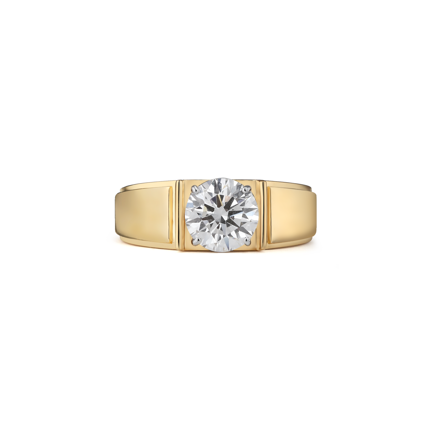 2ct Round Lab Diamond Solitaire Gents Ring