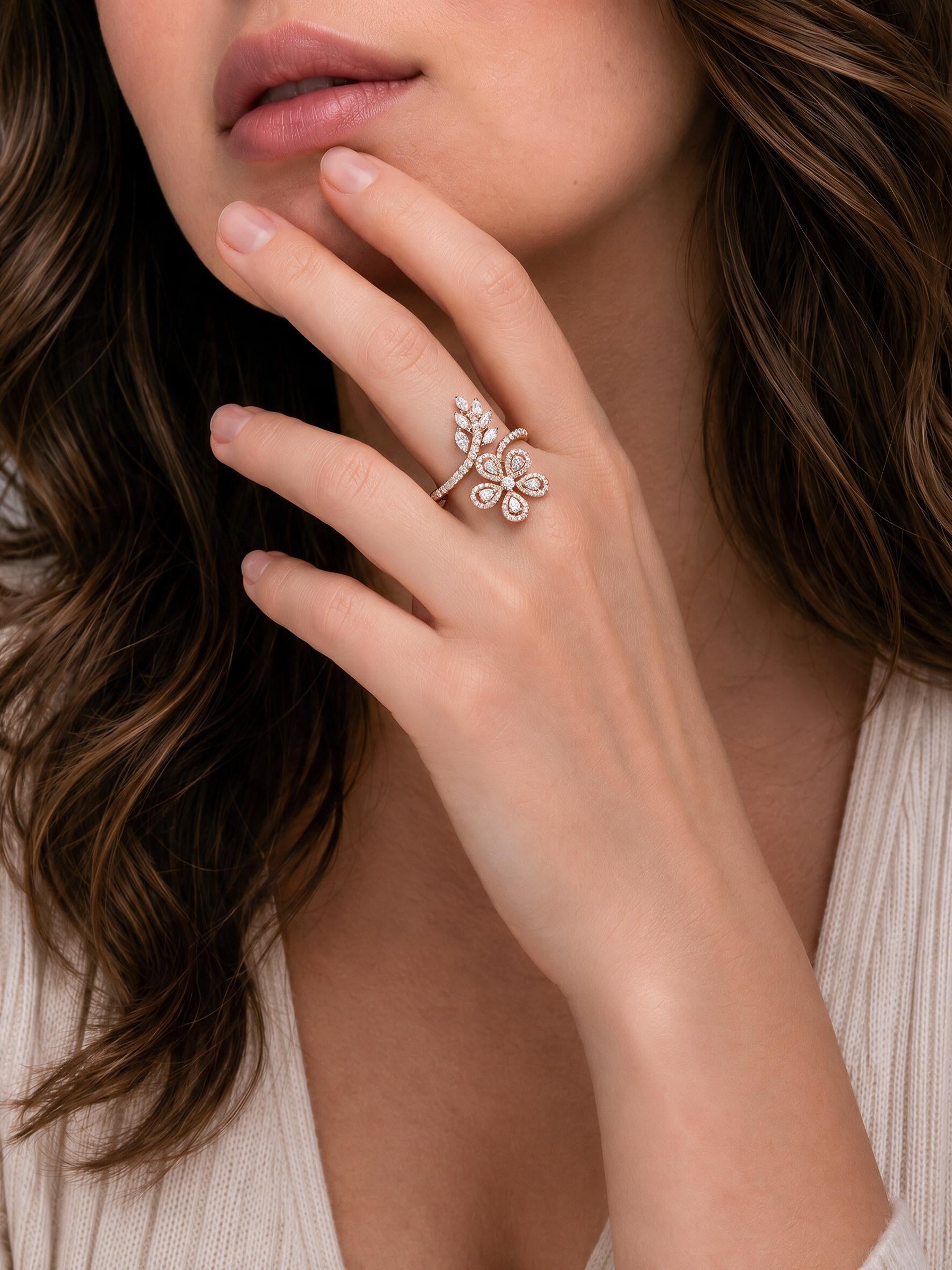 Diamond Butterfly Vine Ring