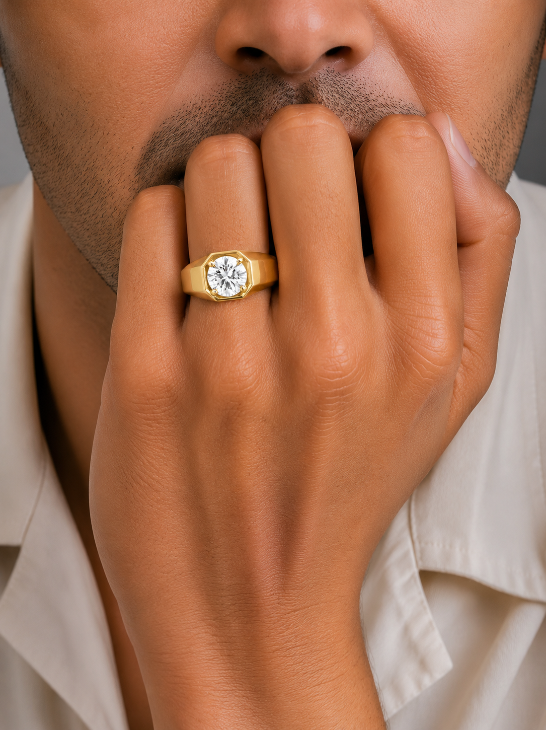 Royal Bezel-Style Round Solitaire Diamond Ring