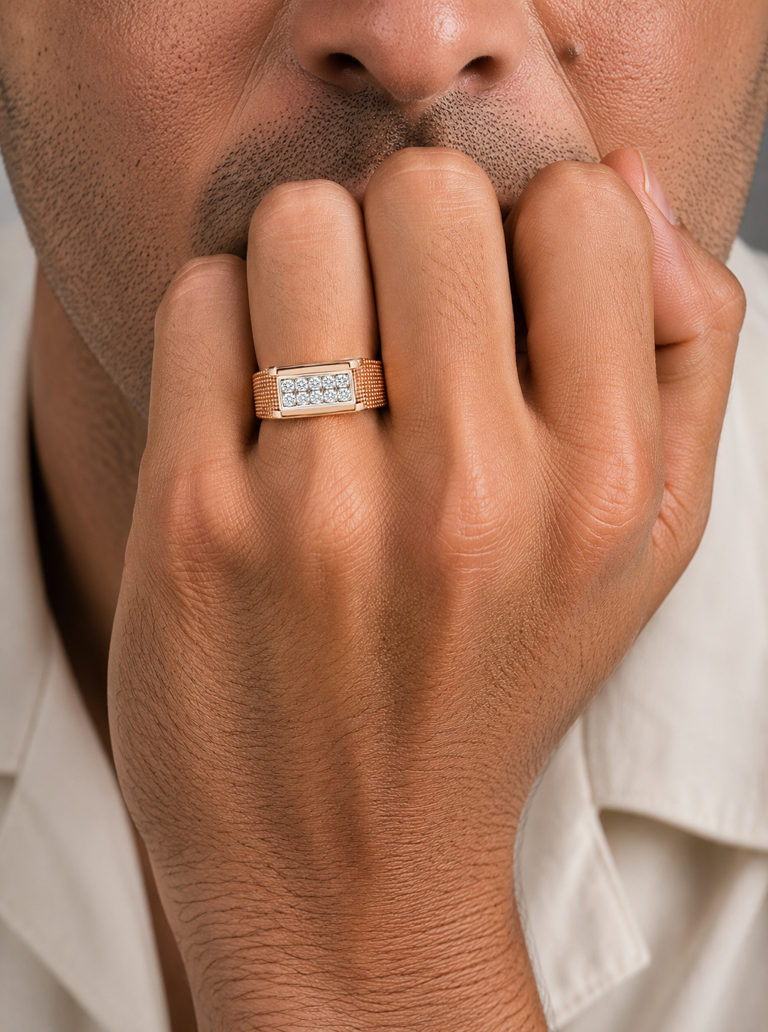 Regal Grid Diamond Men's Ring