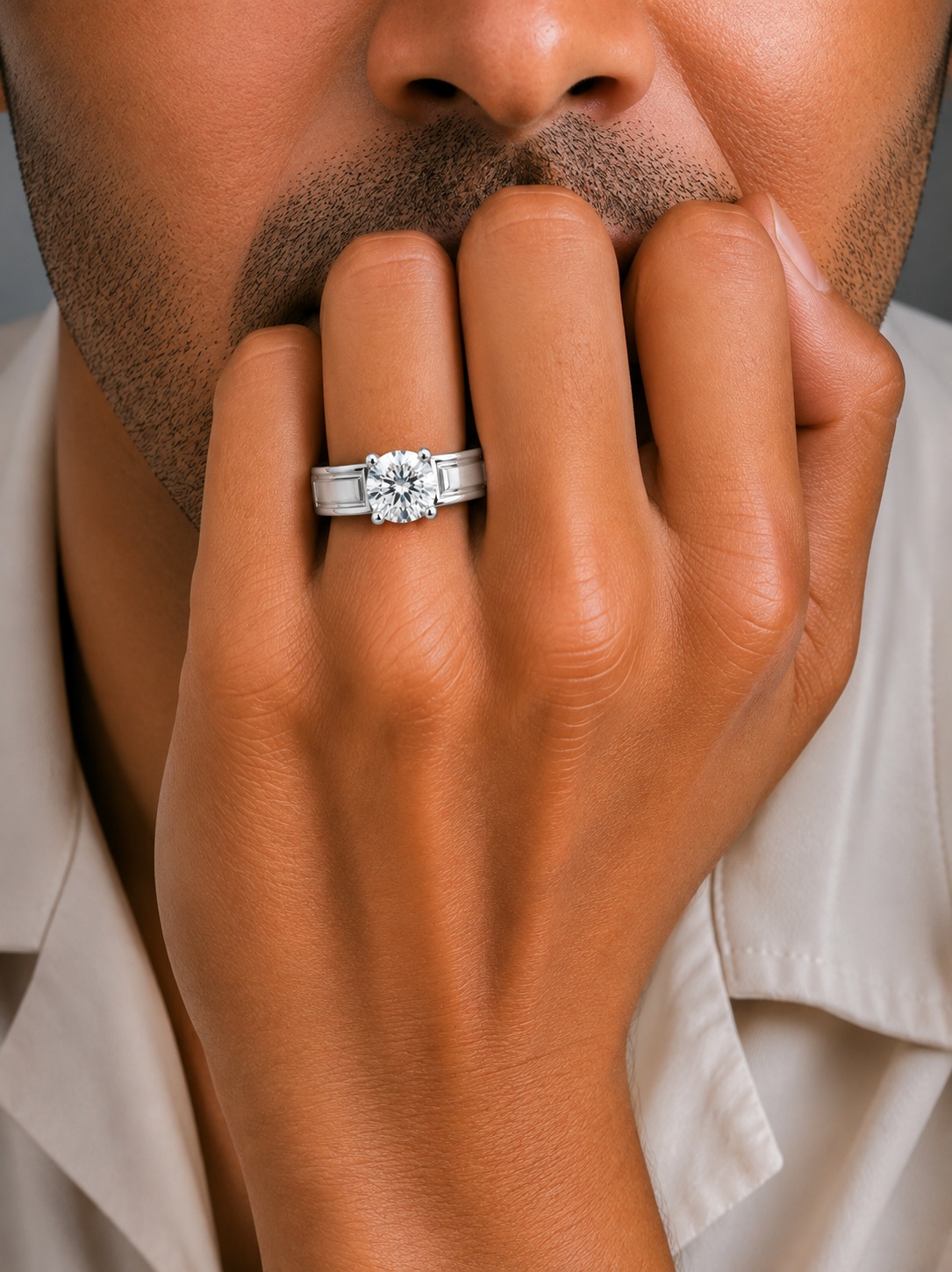 Executive White Gold Round Solitaire Diamond Ring