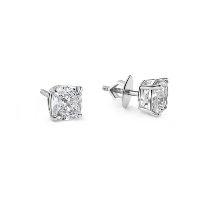 1.5ct Cushion Lab Diamond Solitaire Studs