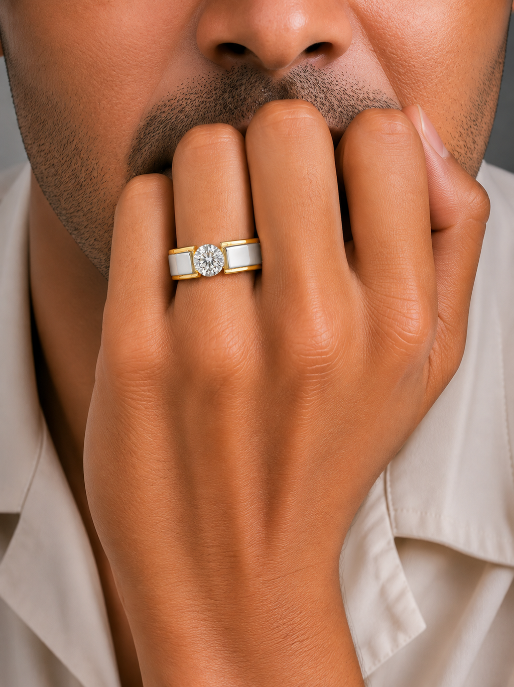 Signature Round Solitaire Gold Ring