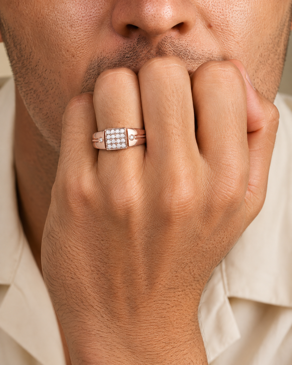 Royal Grid Diamond Men's Ring