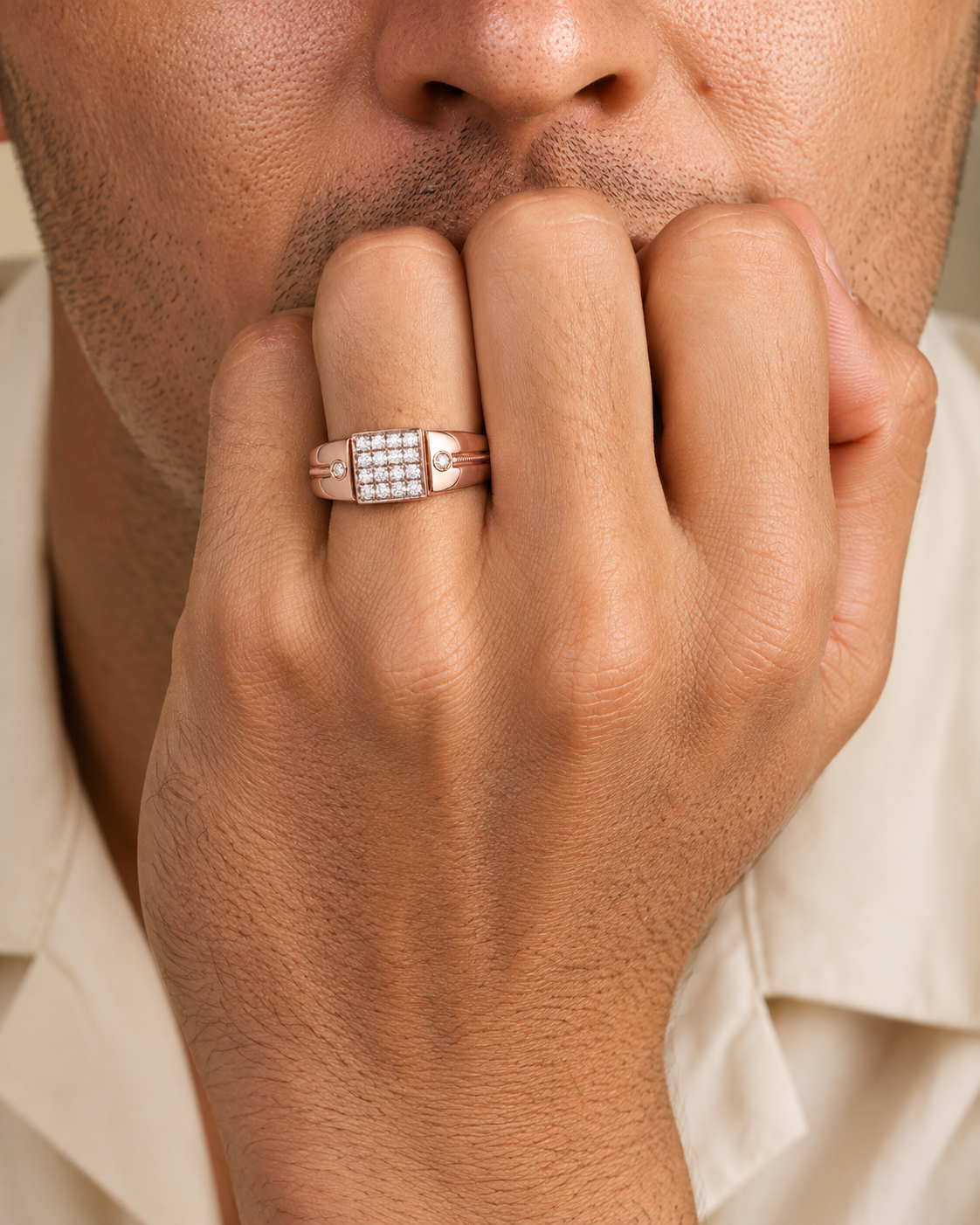 Royal Grid Diamond Men's Ring