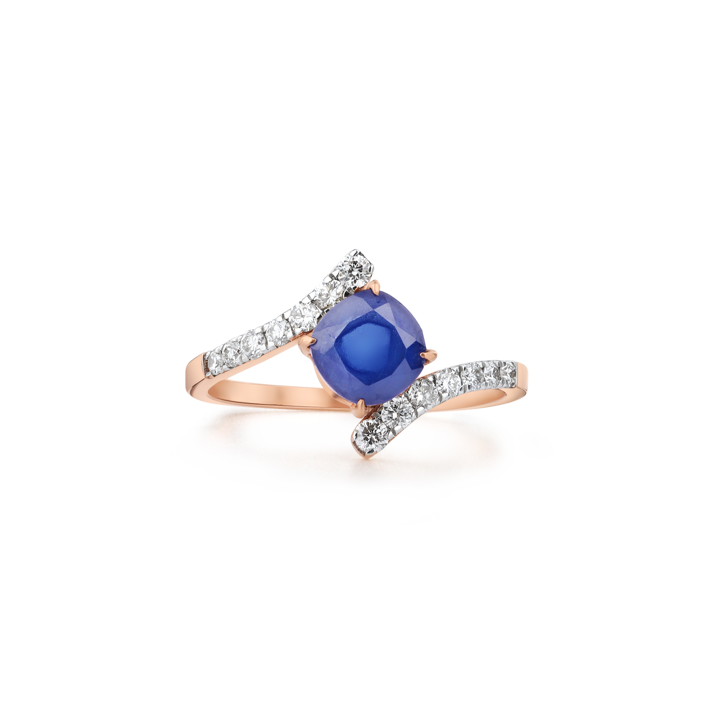 Blue Sapphire Twisted Lab Diamond Ring