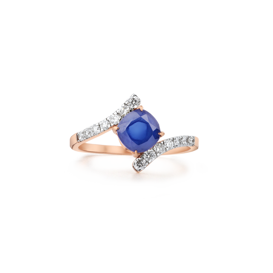Blue Sapphire Twisted Lab Diamond Ring