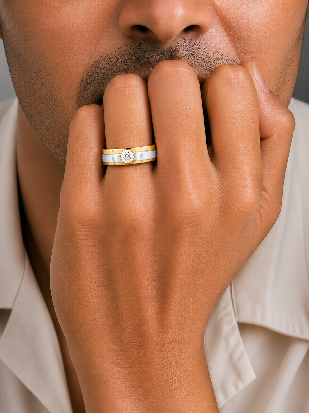 Classic Two-Tone Round Solitaire Ring